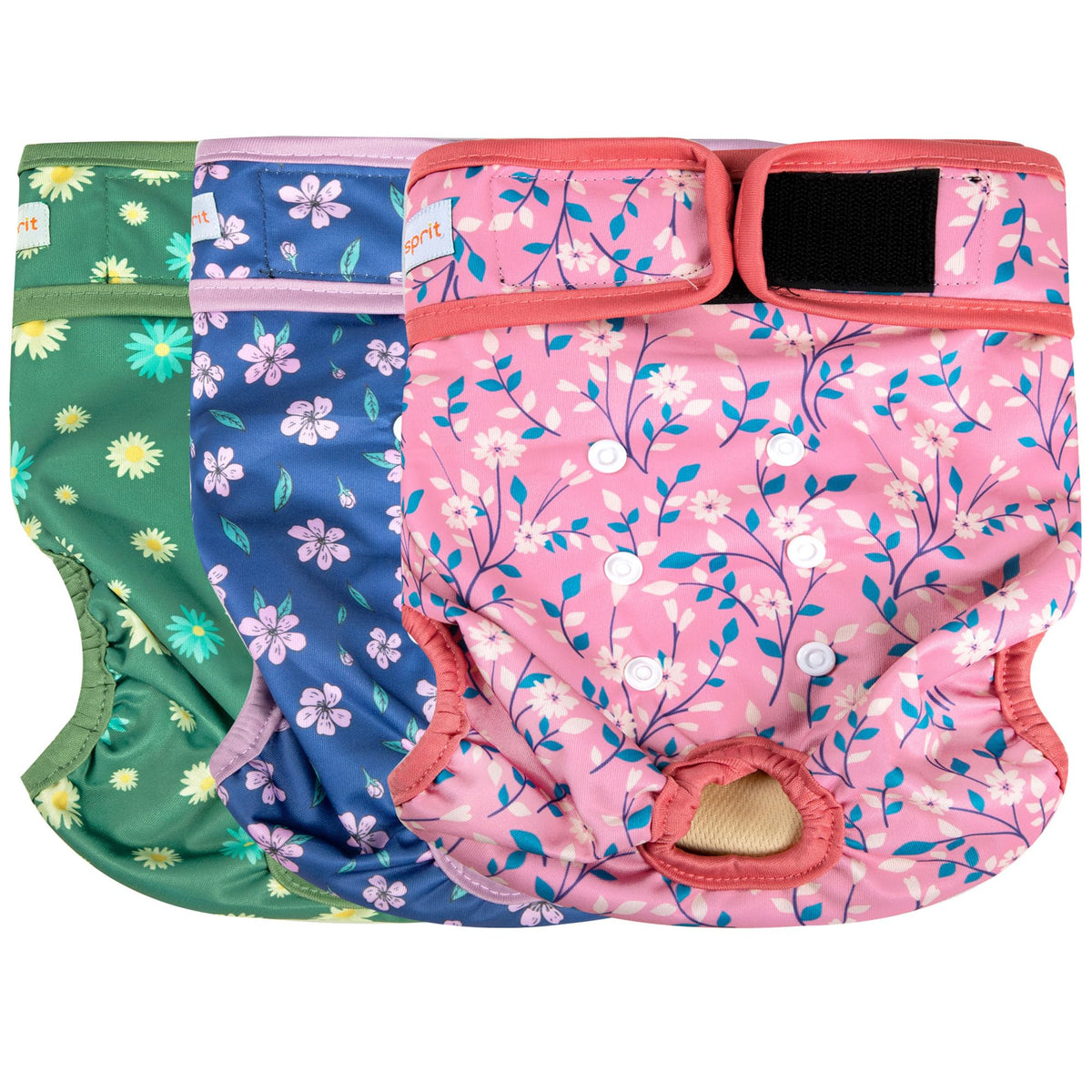 Langsprit washable female dog diapers show an absorbent pad preventing leaks during play.