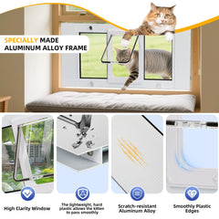 Lanmun cat door window insert with magnetic closure ensures secure quick closing.