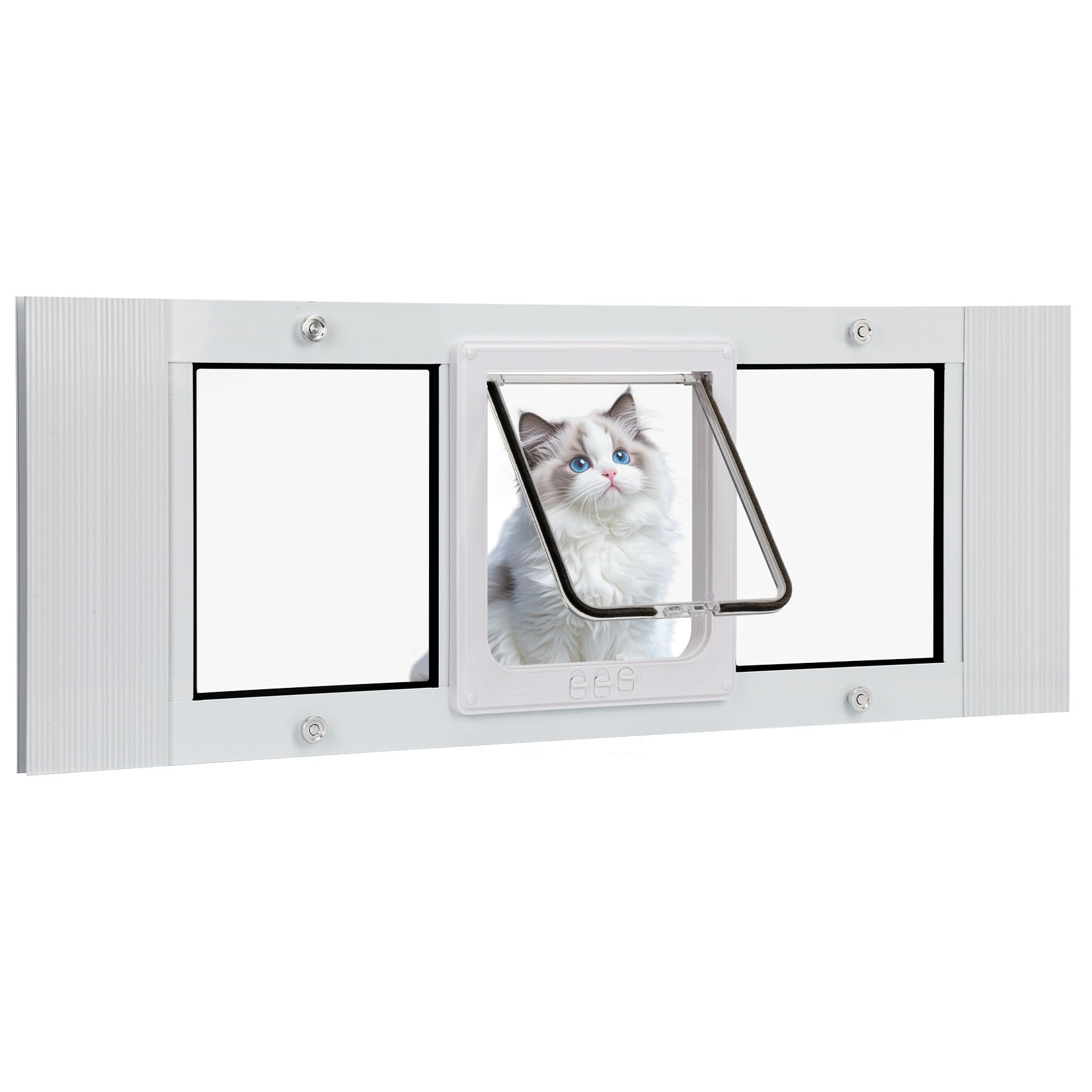 Lanmun cat door window insert design offers bright, open view for your pet.