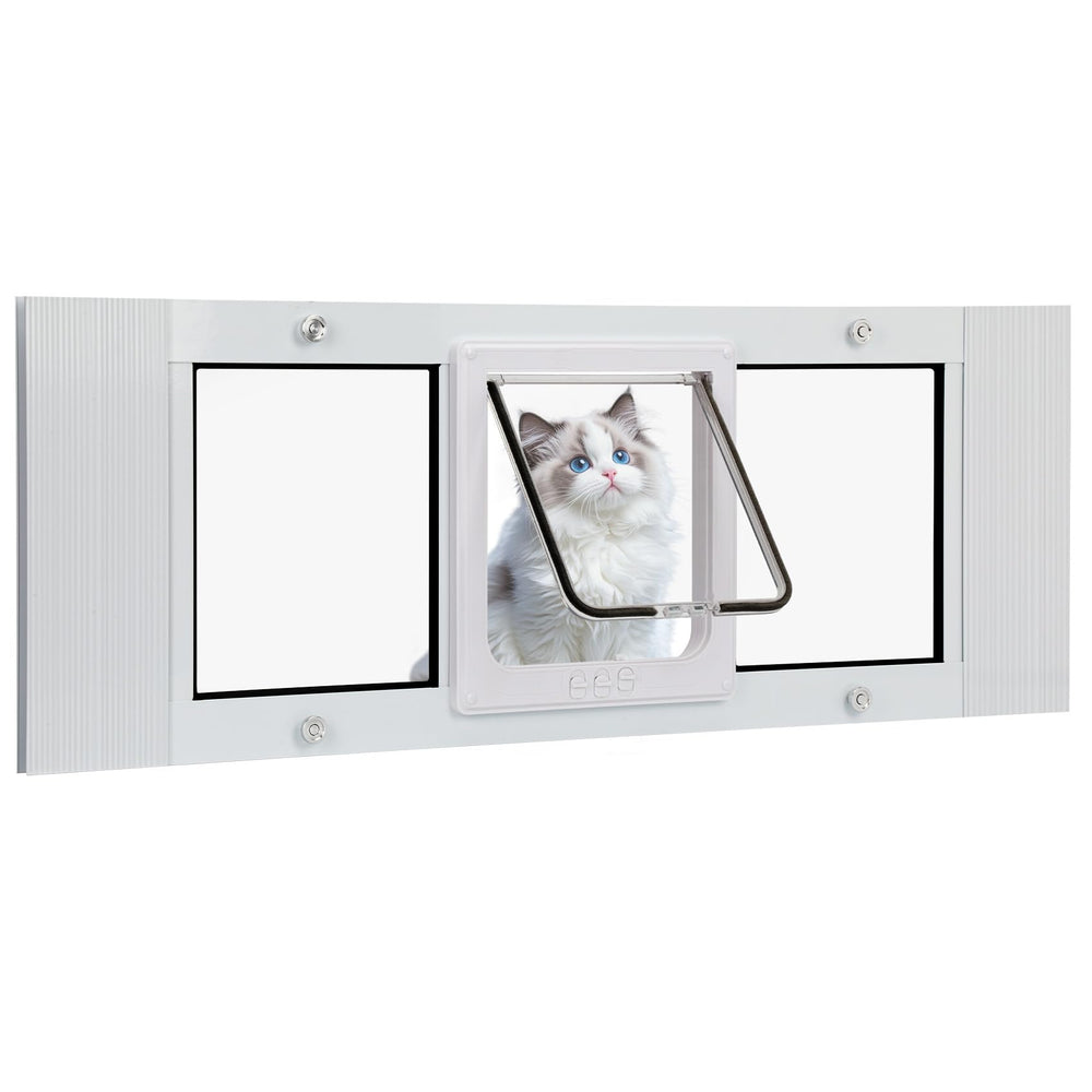 Lanmun cat door window insert design offers bright, open view for your pet.