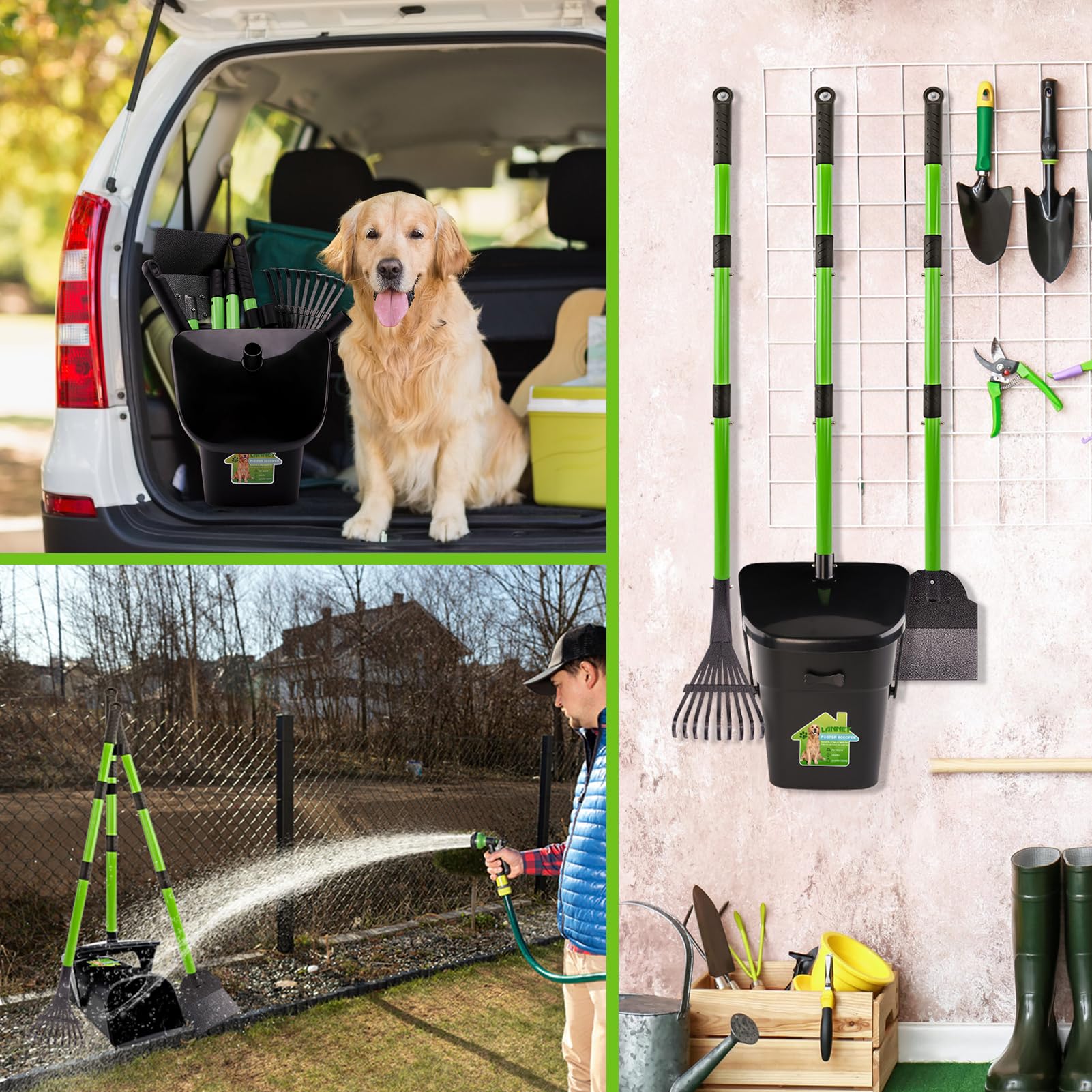 LANNEY durable coated metal rake and spade provide reliable yard cleanup.