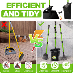 LANNEY Pooper Scooper swivel bin lid seals odors during pickup for a cleaner yard.