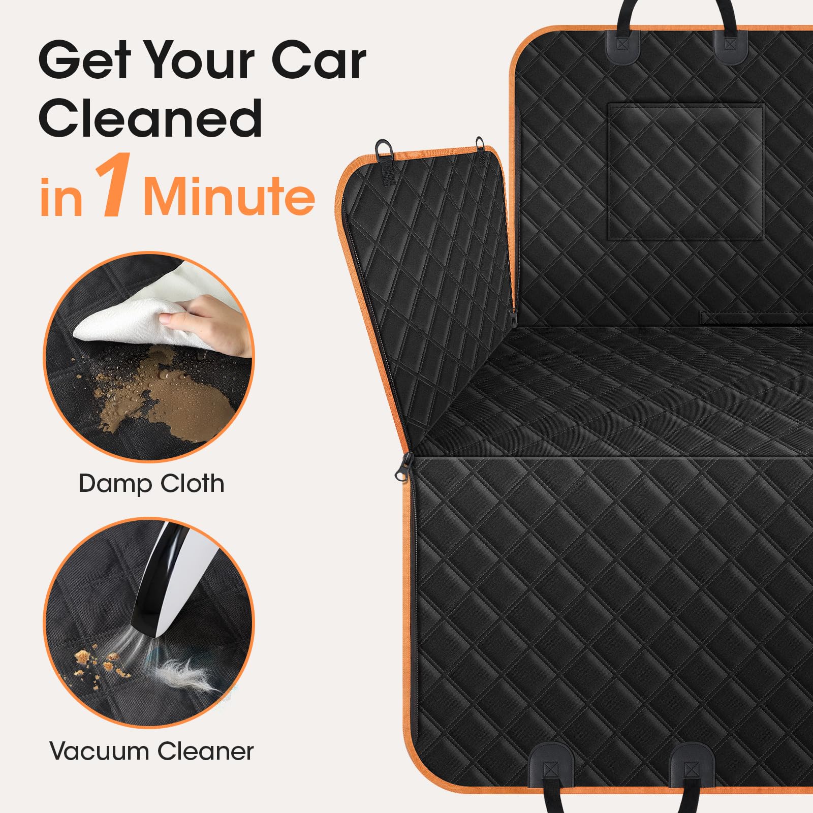 Lantoo dog seat cover side flaps shield doors from hair and scratches.