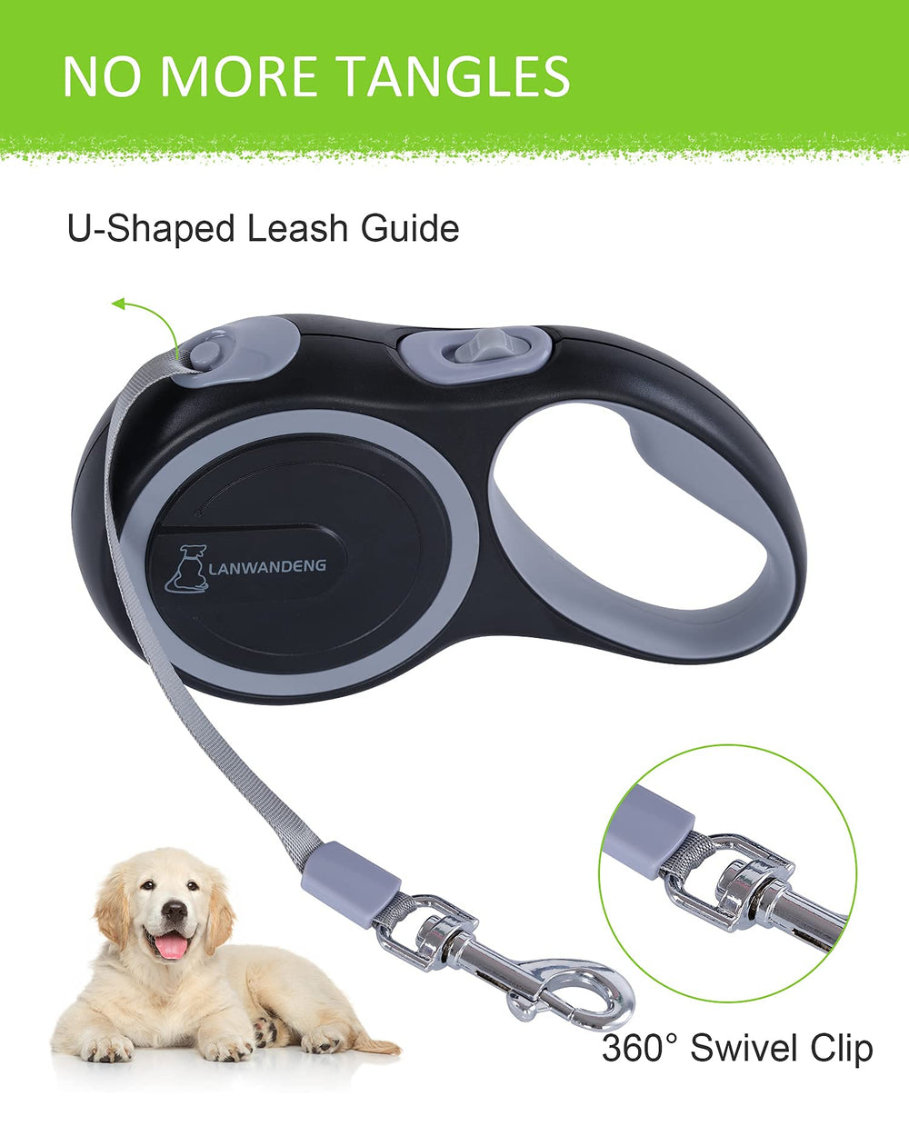 Lanwandeng ergonomic anti-slip handle provides comfortable grip during long walks.