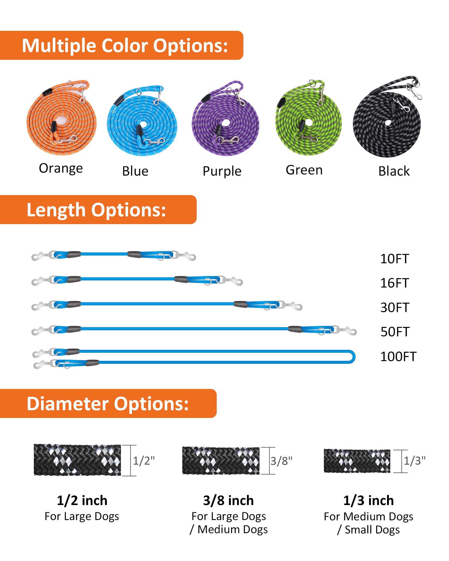 Lanwandeng reflective stitched leash improves visibility during night walks