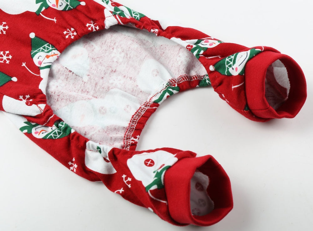 Lanyarco Christmas design detail on dog pajamas, bright and festive.