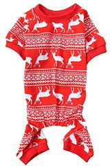 Lanyarco cotton Christmas dog pajamas back view shows a 15-inch length for comfortable movement.