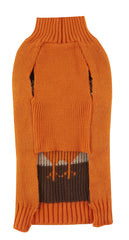 Lanyarco dog sweater orange pullover design enables easy on-off and secure fit.