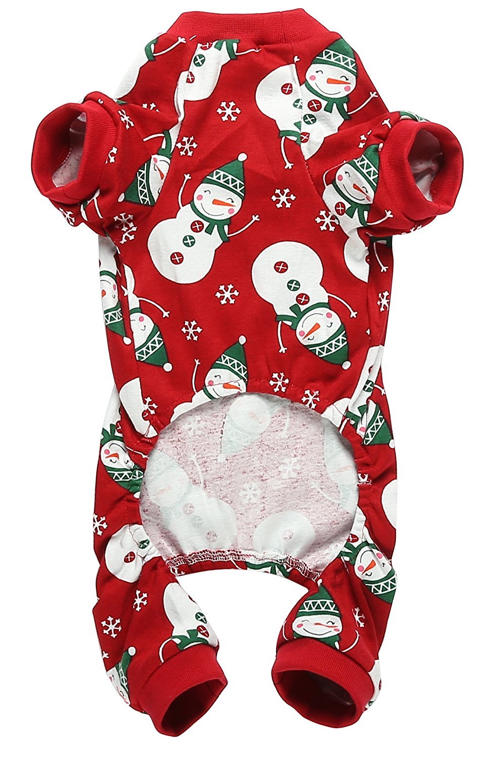Pijama Lanyarco para perro con diseño navideño y copos de nieve, perfecto para fotos festivas.