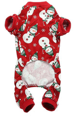 Pijama Lanyarco para perro con diseño navideño y copos de nieve, perfecto para fotos festivas.