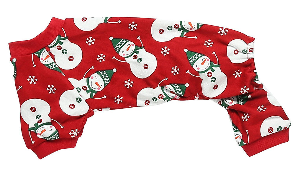 Pijama Lanyarco para perro con estampado de nieve, tela suave de algodón para uso diario.