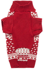 Lanyarco red Christmas dog sweater back view for comfortable coverage during walks.