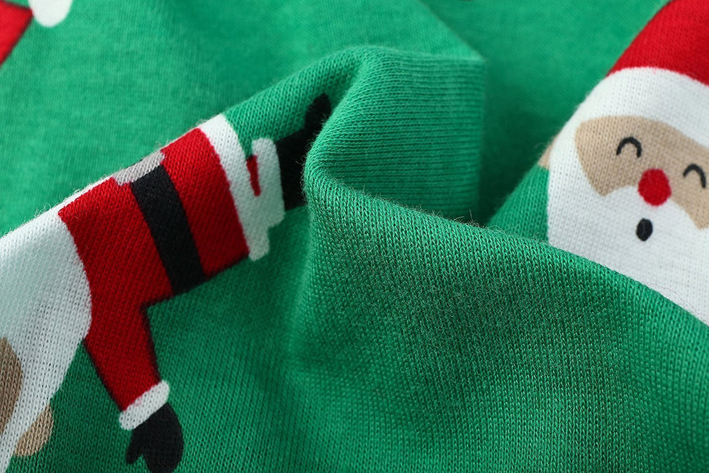 Lanyarco Santa Claus dog pajamas fabric close-up reveals breathable cotton texture