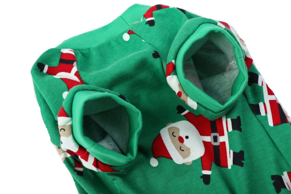 Lanyarco Santa Claus dog pajamas green pattern for holiday celebrations and photos