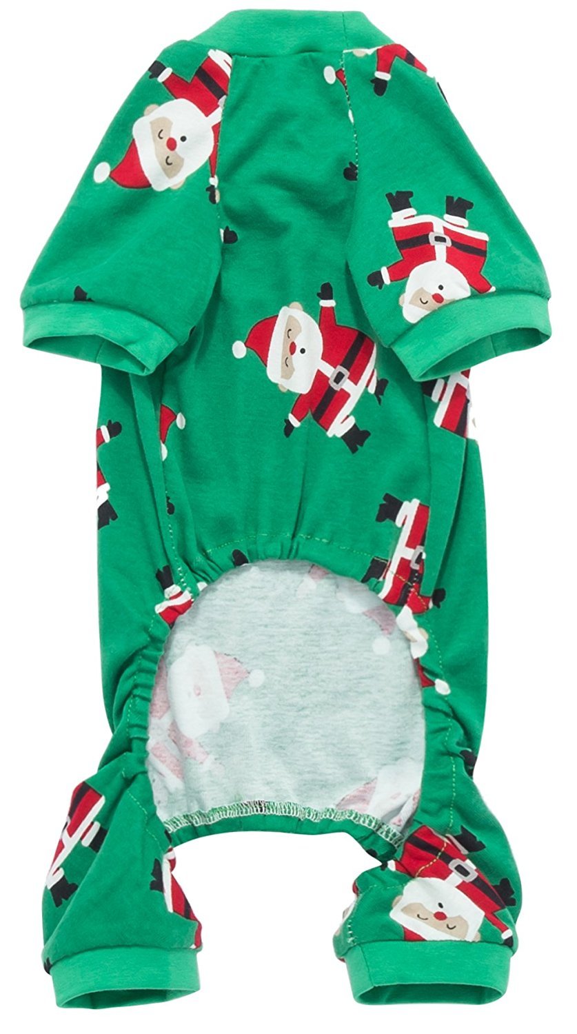 Lanyarco Santa Claus dog pajamas side view highlights easy-on pullover style for dogs