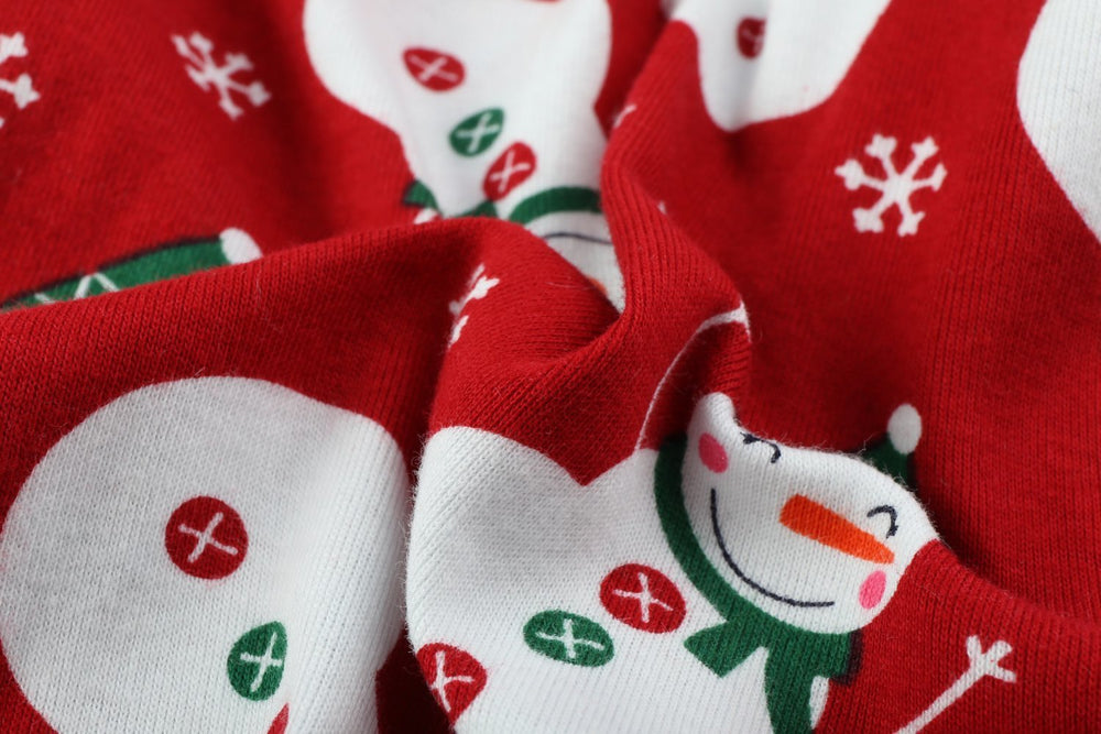 Lanyarco Snowman dog pajamas festive print red, perfect for Christmas photoshoots