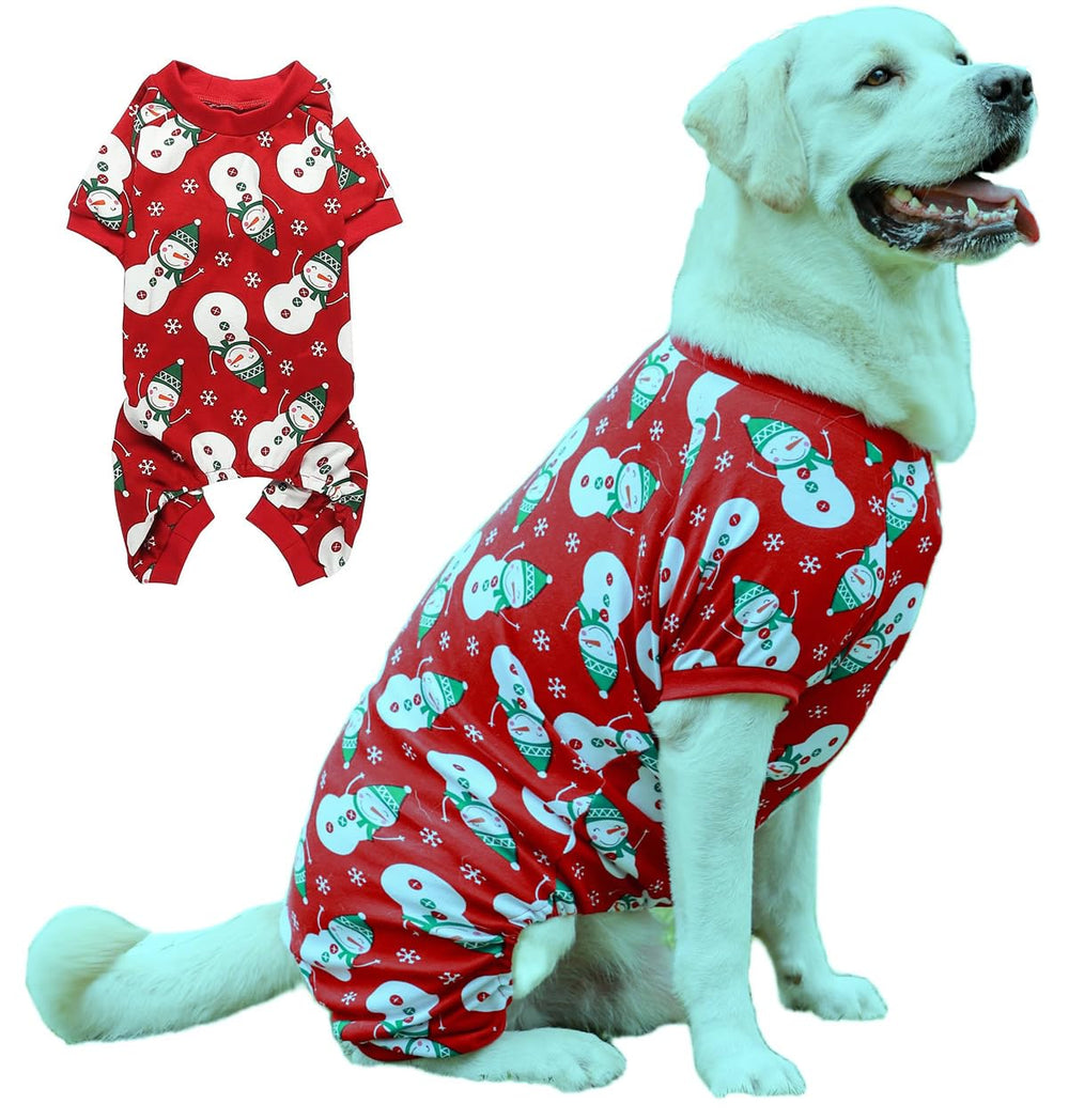 Lanyarco Snowman pajamas on dog back view for large breeds.