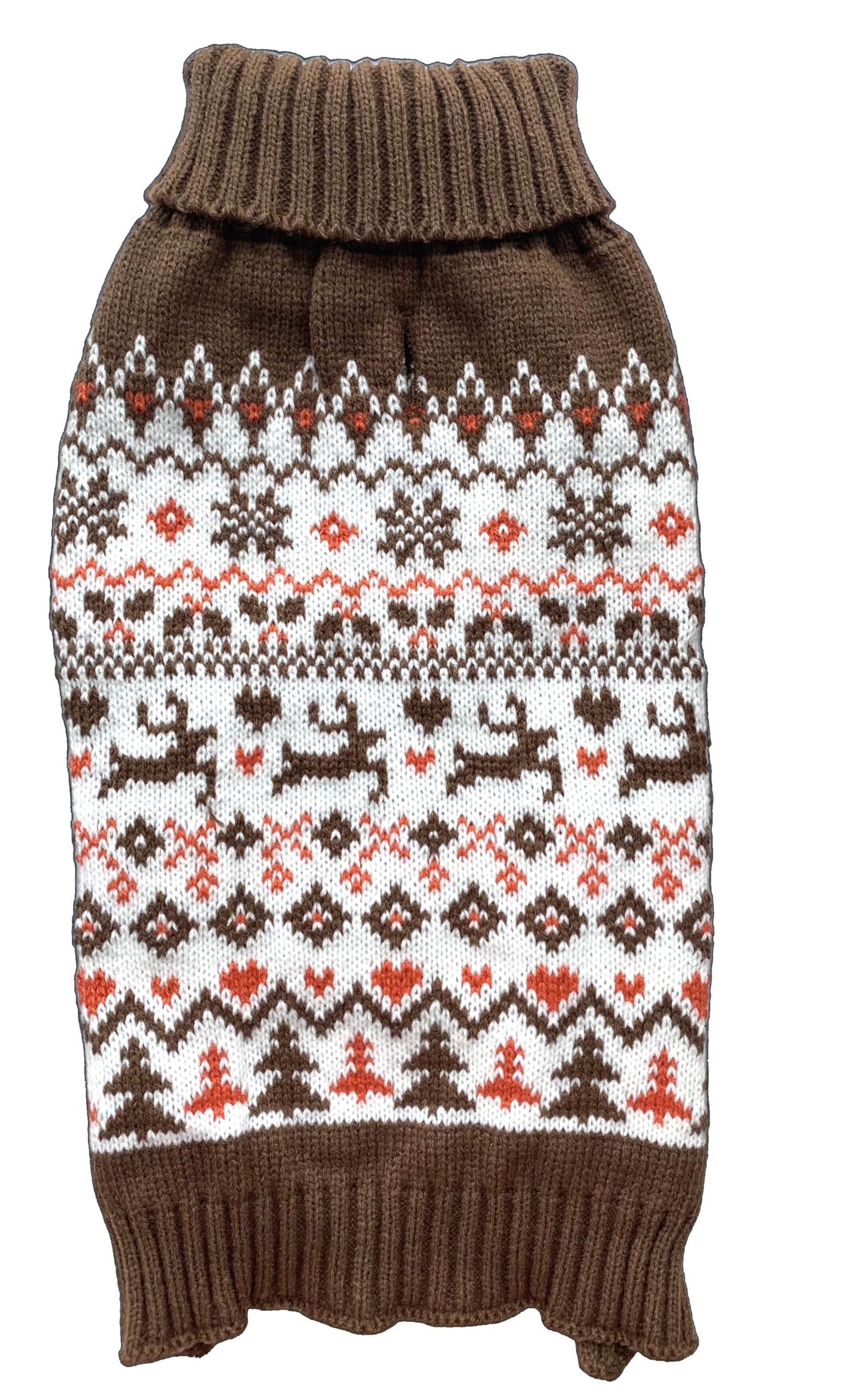 Lanyarco turtleneck dog sweater back view with festive holiday pattern for photos