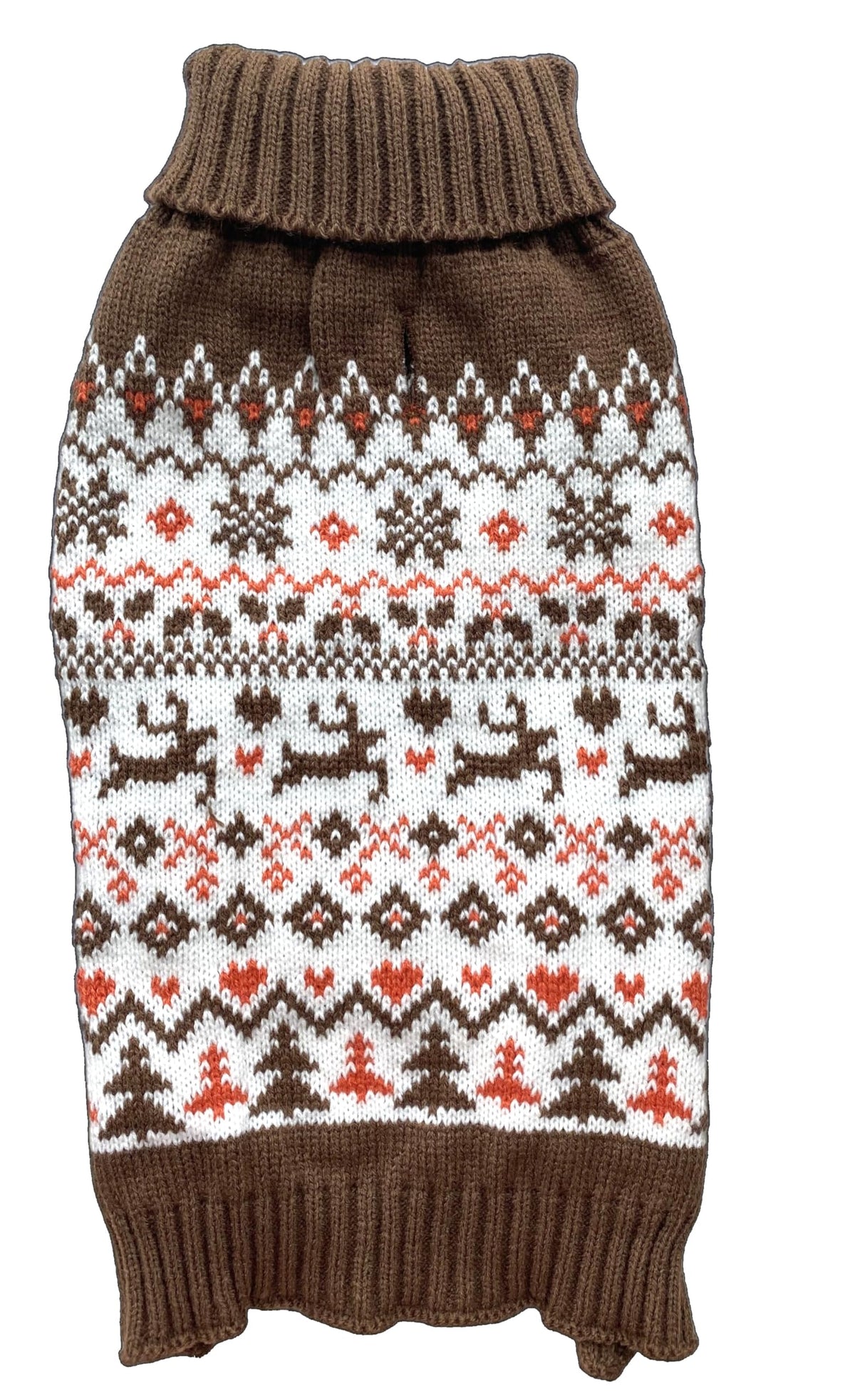 Lanyarco turtleneck dog sweater back view with festive holiday pattern for photos