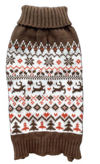 Lanyarco turtleneck dog sweater back view with festive holiday pattern for photos