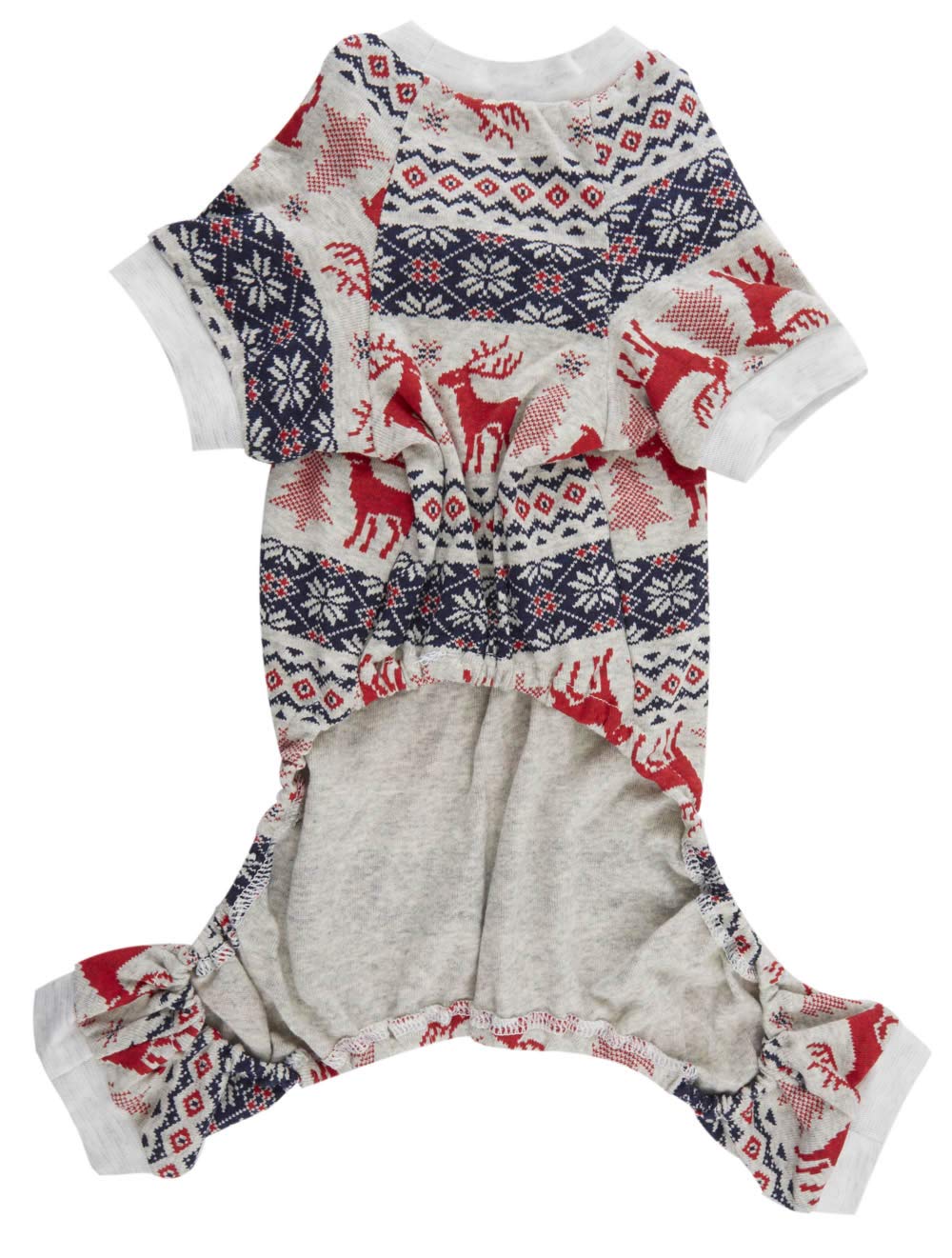 Lanyarco Xmas grey red dog pajamas side view highlights breathable cotton material