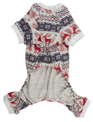 Lanyarco Xmas grey red dog pajamas side view highlights breathable cotton material