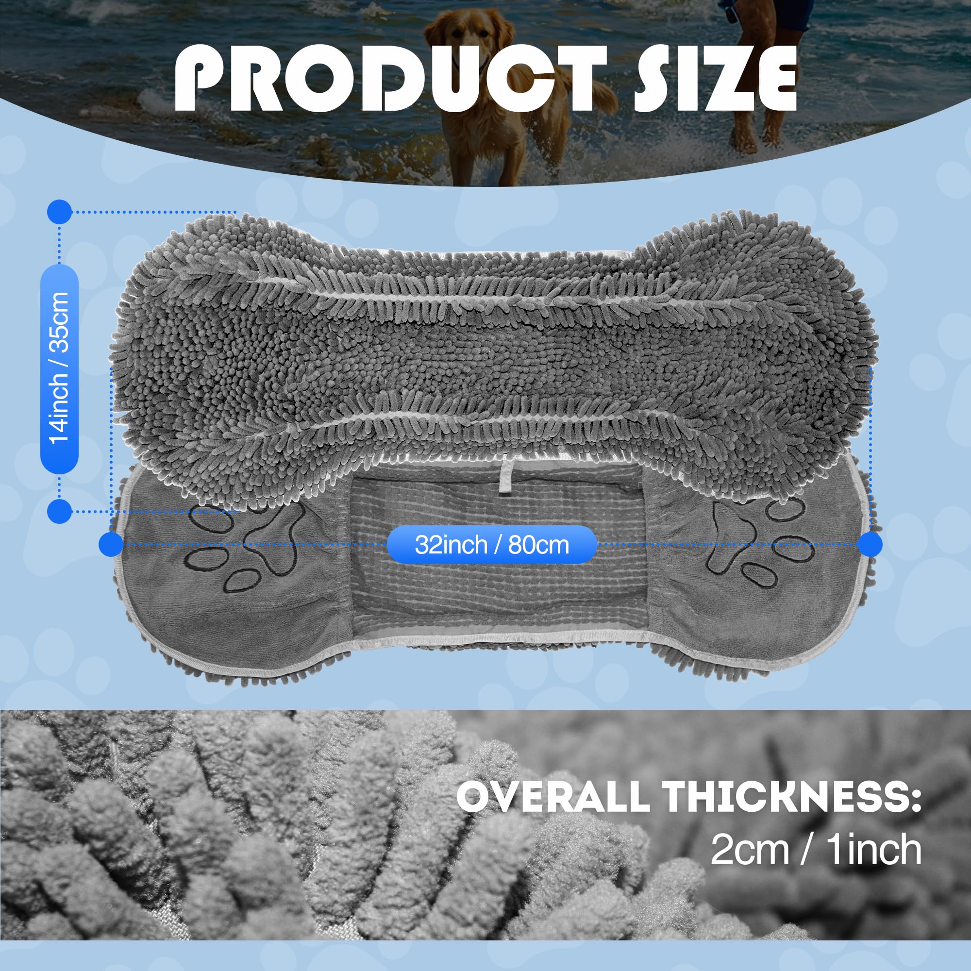LaodifangYPL dog towel hand pockets provide secure grip during drying