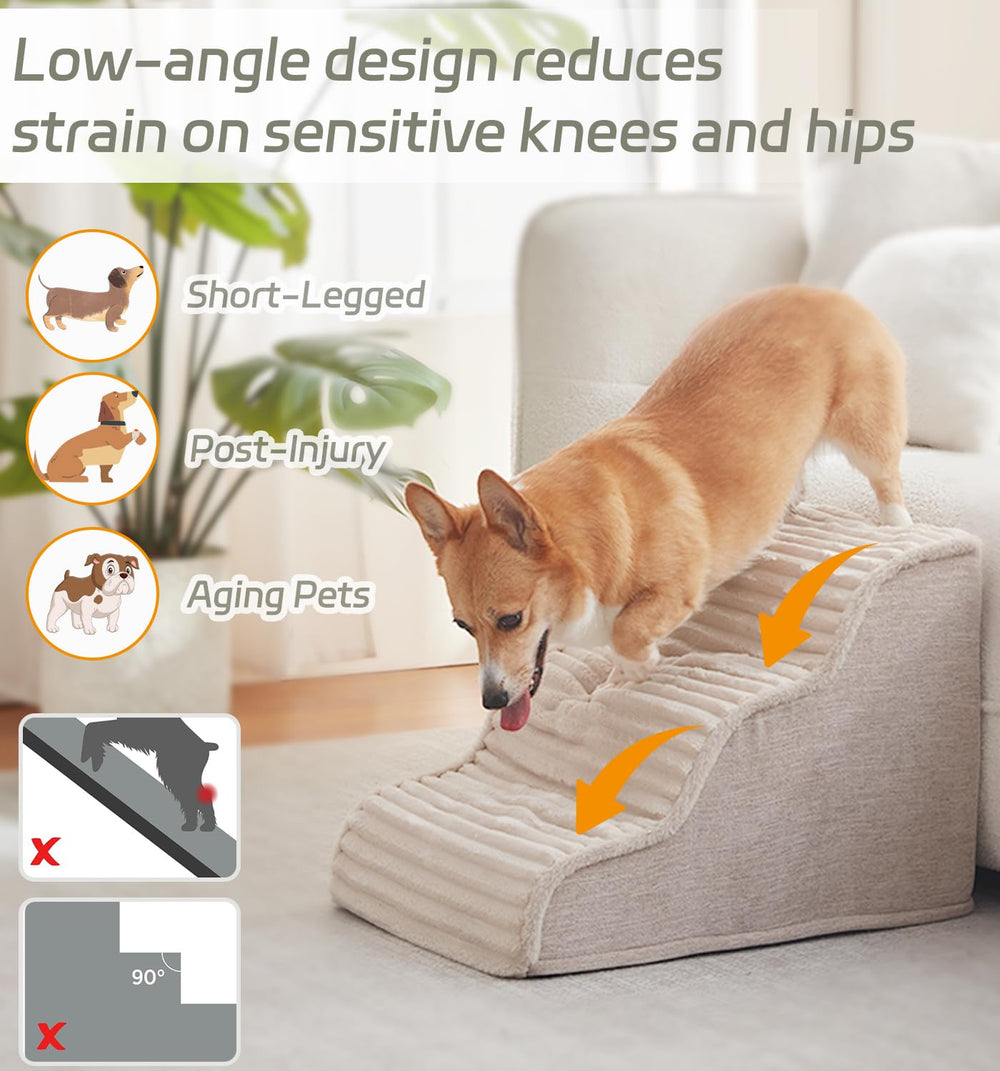 Laojin Balhen dog stairs non-slip bottom keeps pets stable on hardwood floors.