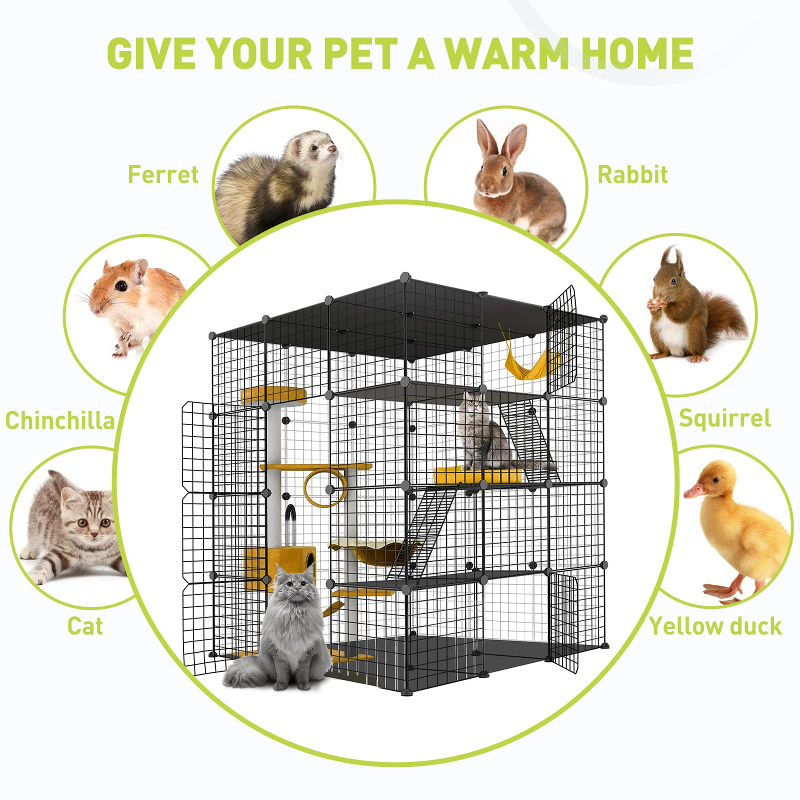Large Cat Cage assembly parts show modular setup options