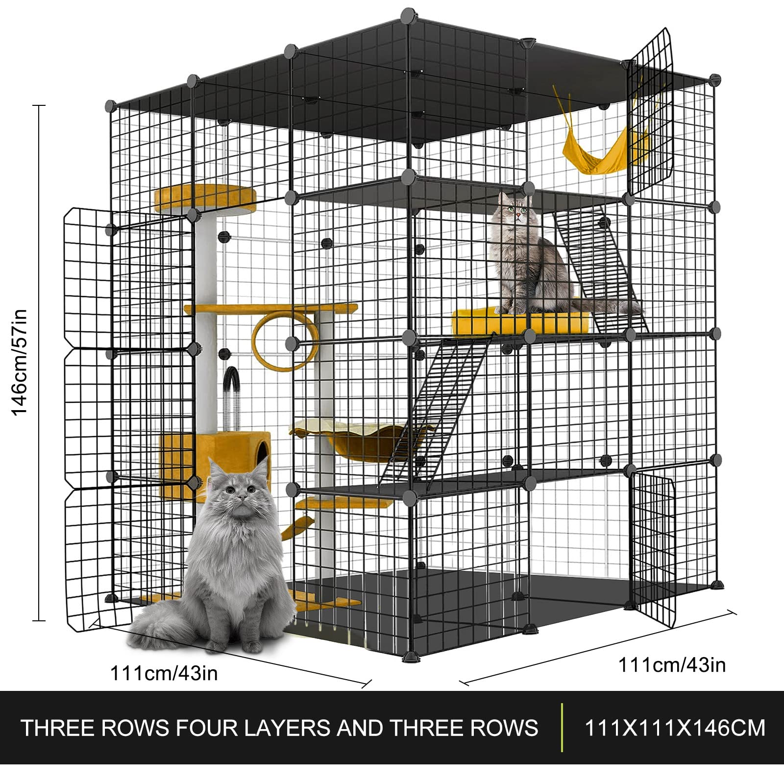 Large Cat Cage side view highlights sturdy metal wire construction