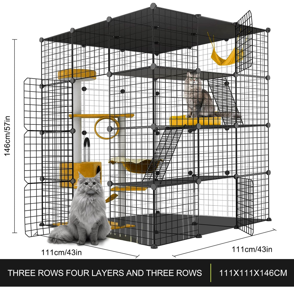 Large Cat Cage side view highlights sturdy metal wire construction