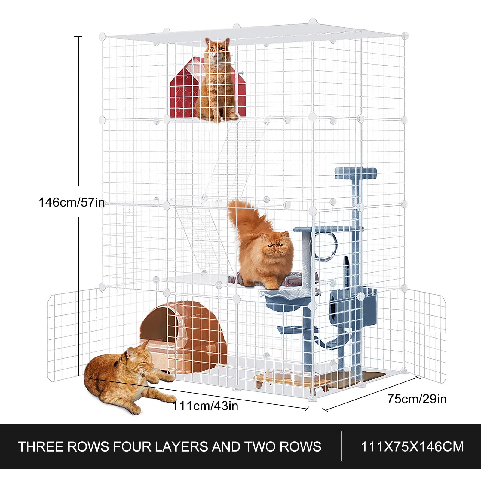 Large Cat Cage with three doors enables easy access for cats.