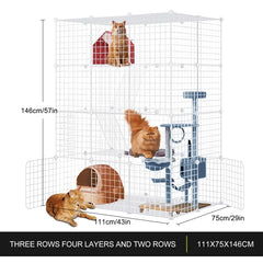 Large Cat Cage with three doors enables easy access for cats.