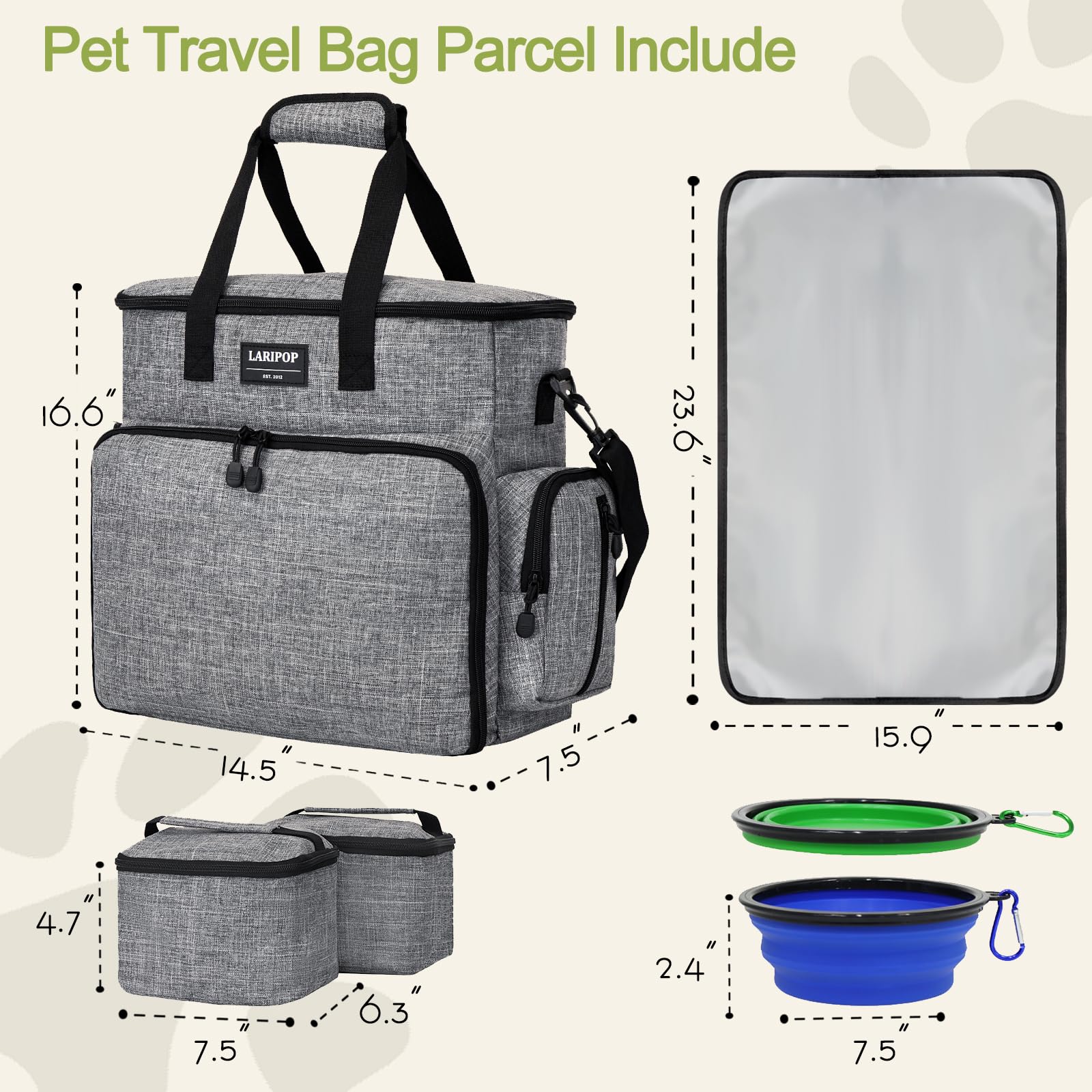 LARIPOP dos porta comida para perro, mantiene la comida segura y a mano en viajes