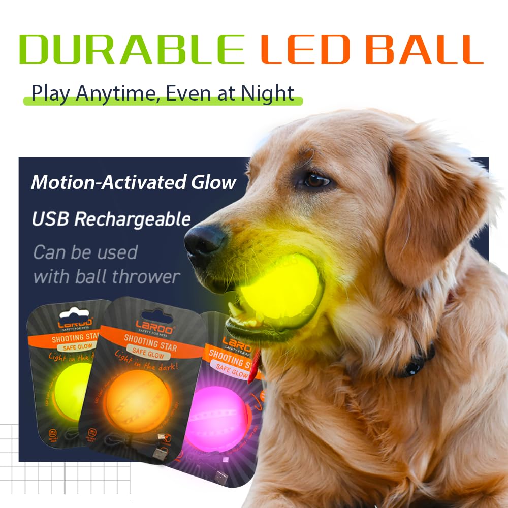 LaRoo LED dog ball glowing during training and fetch