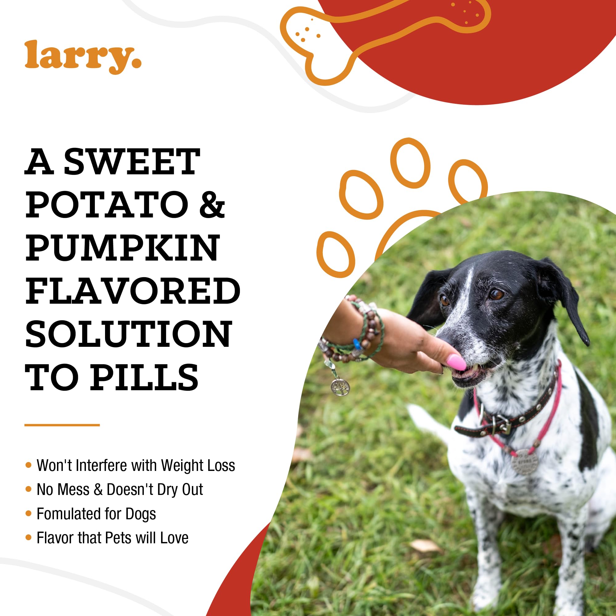 Larry envuelta-pastilla para perros de múltiples tamaños mejora la experiencia de medicación.