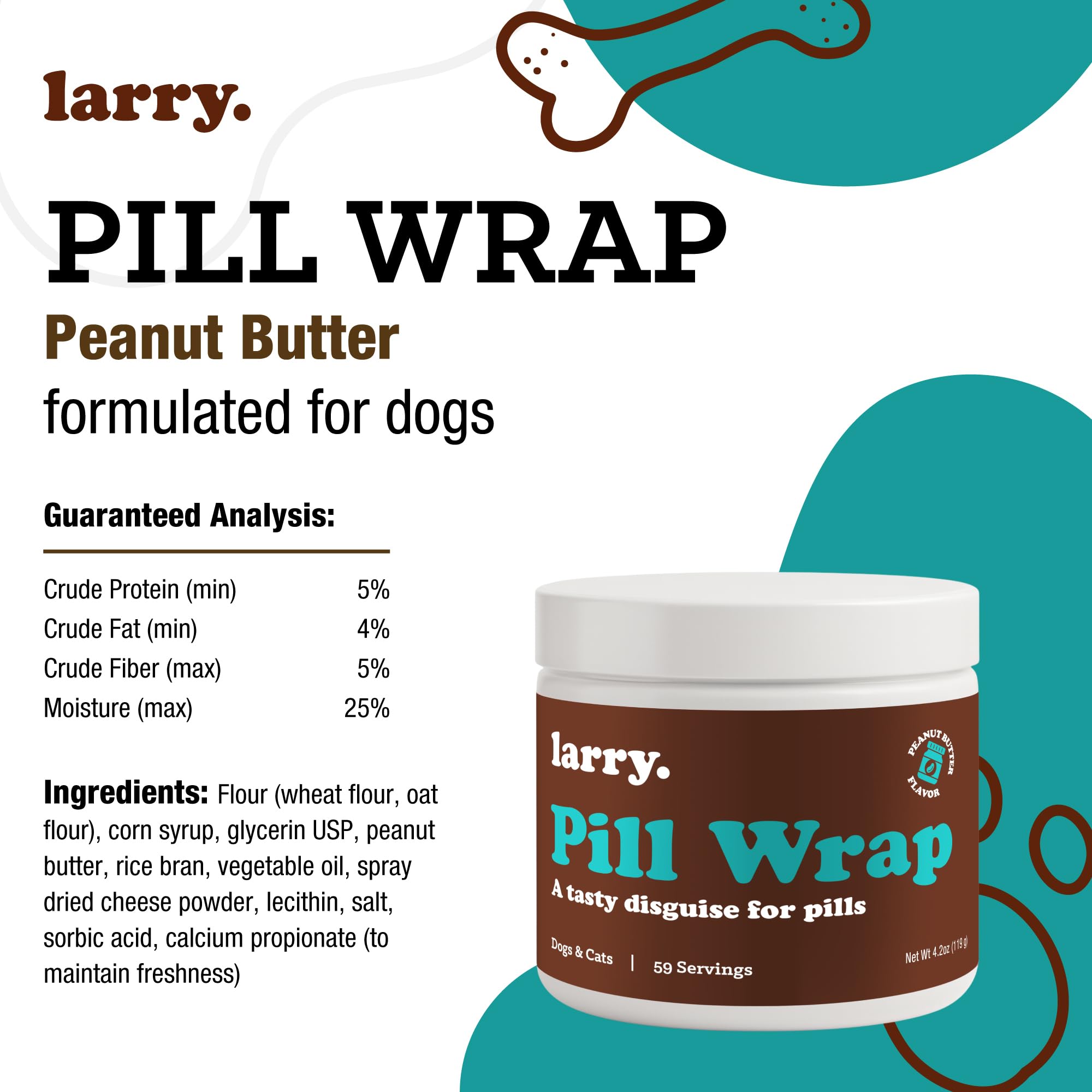 Larry Made in USA pill wrap provides consistent texture for multi-pet households.