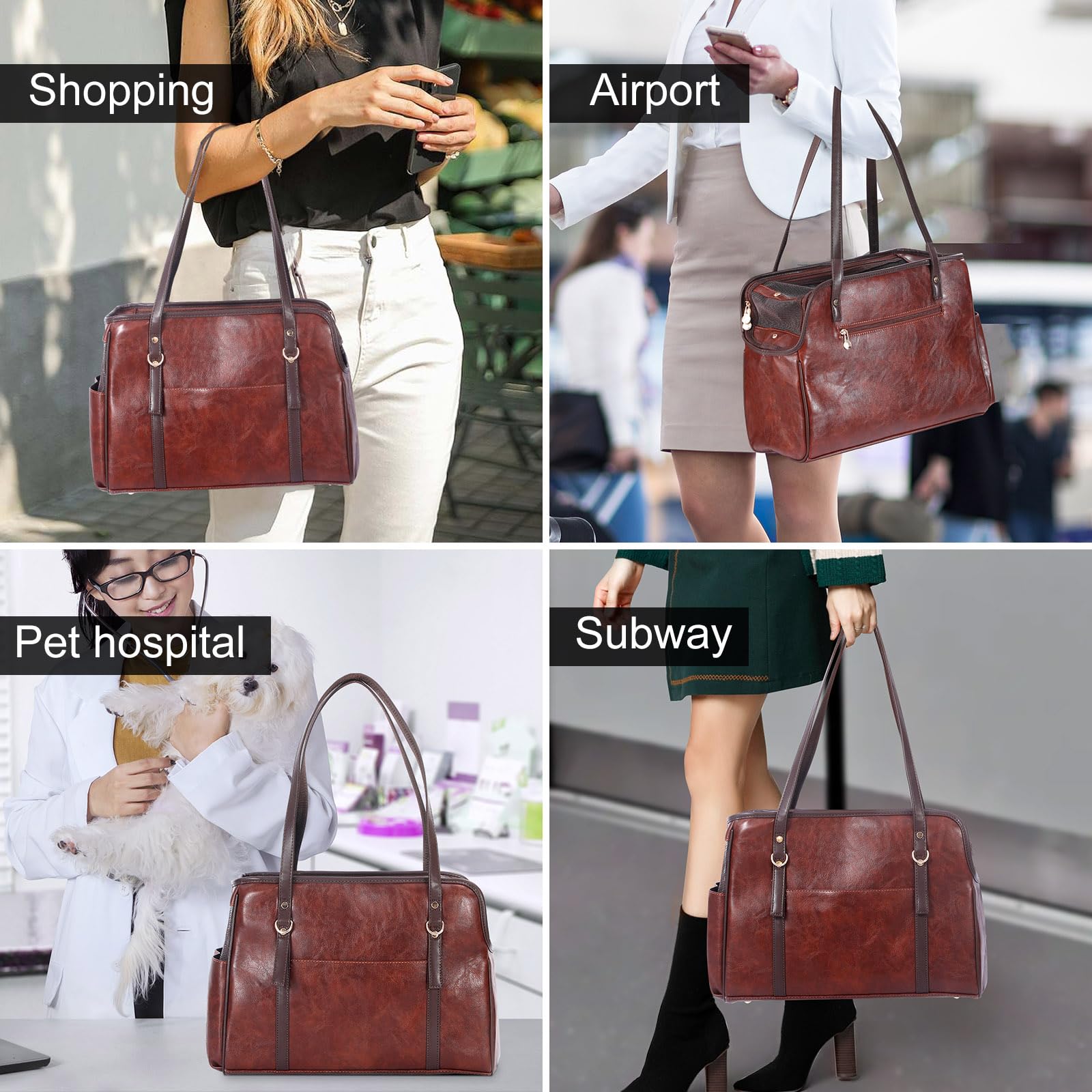 Lasaviin dog carrier purse vegan-leather material offers soft, durable everyday wear