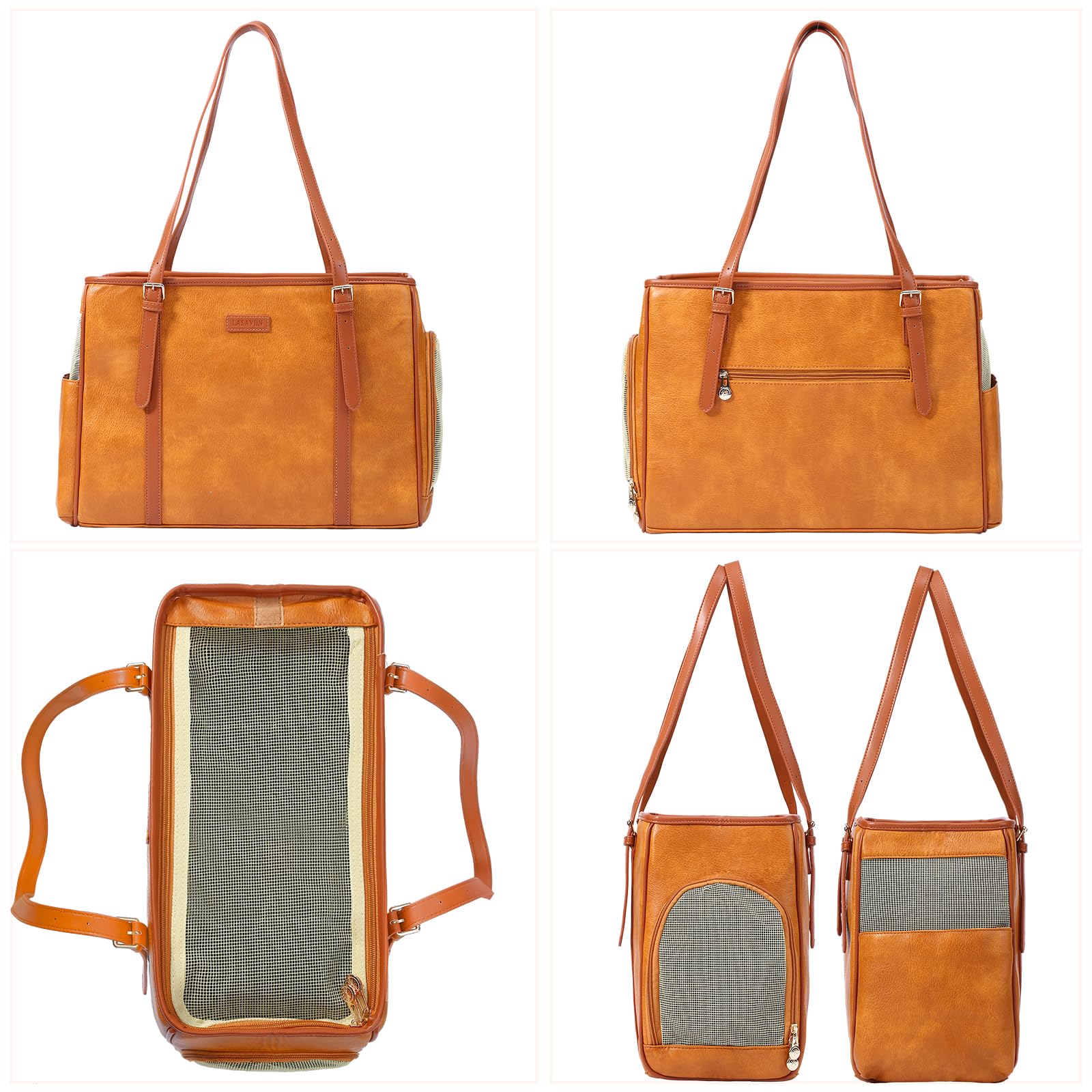 Lasaviin Fashion Dog Purse three-sided breathable mesh promotes airflow during trips