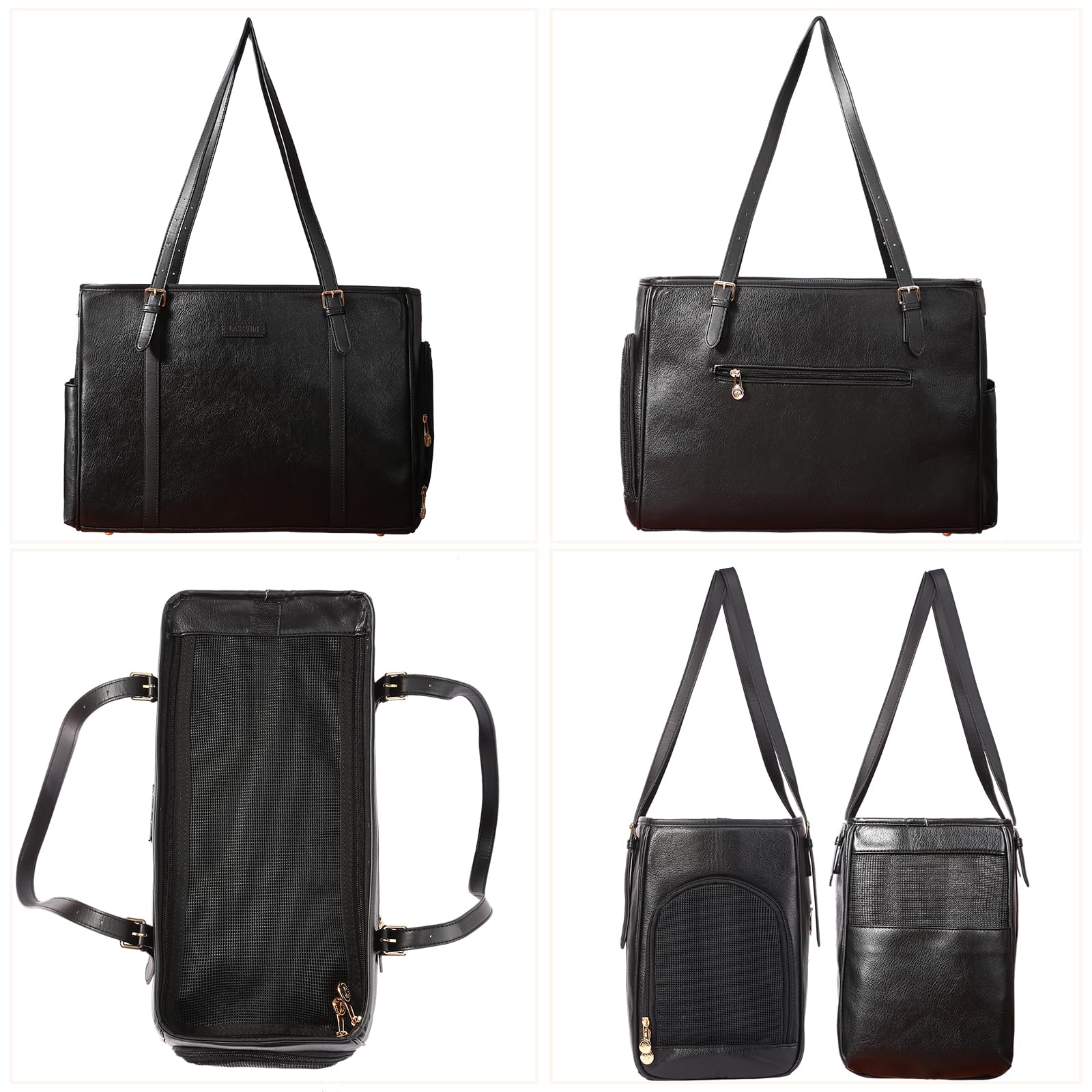 Lasaviin fashion dog purse three-sides-breathable-mesh ensures pet comfort during travel.