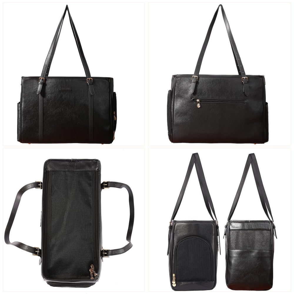 Lasaviin fashion dog purse three-sides-breathable-mesh ensures pet comfort during travel.