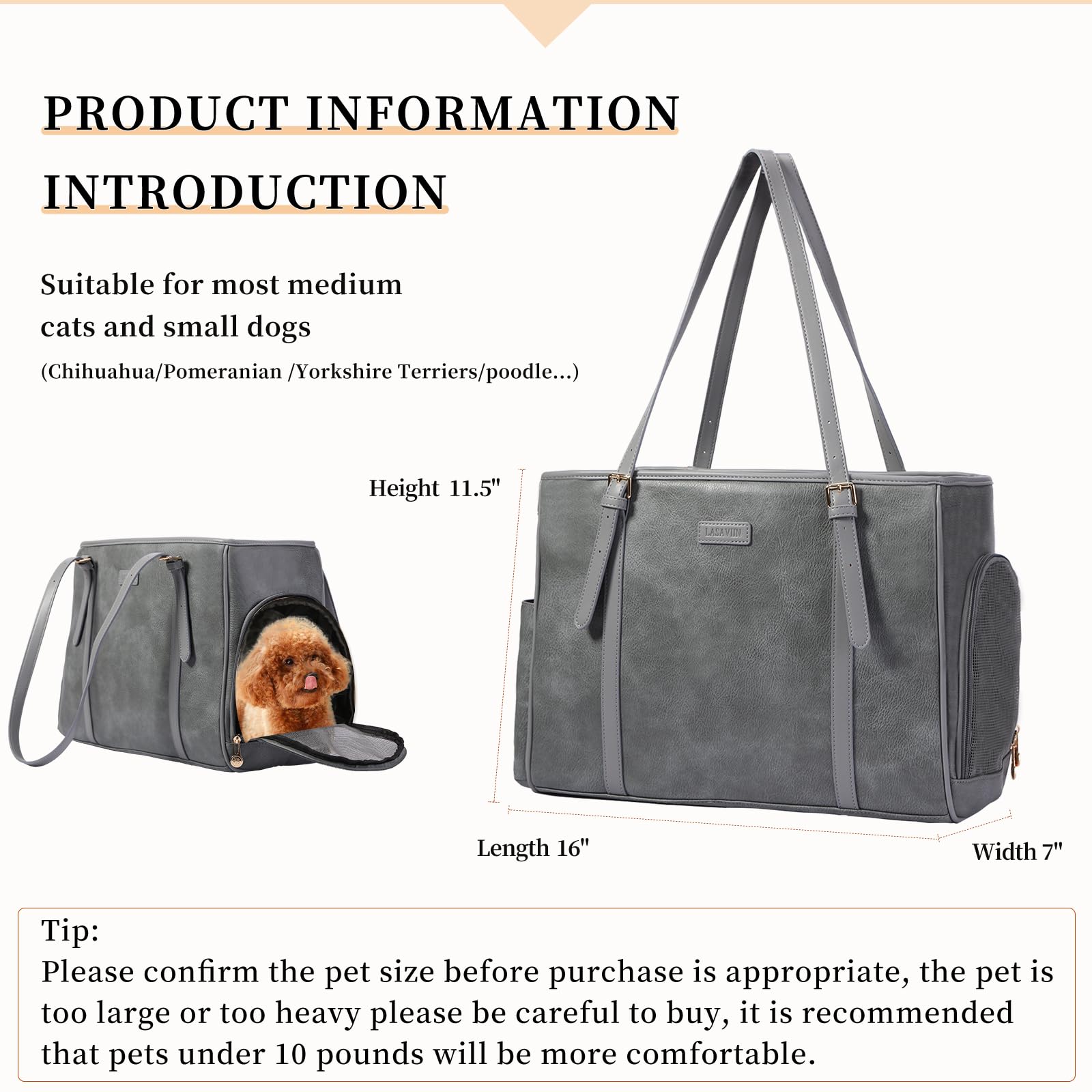 Lasaviin Fashion Dog Purse top opening for easy pet interaction