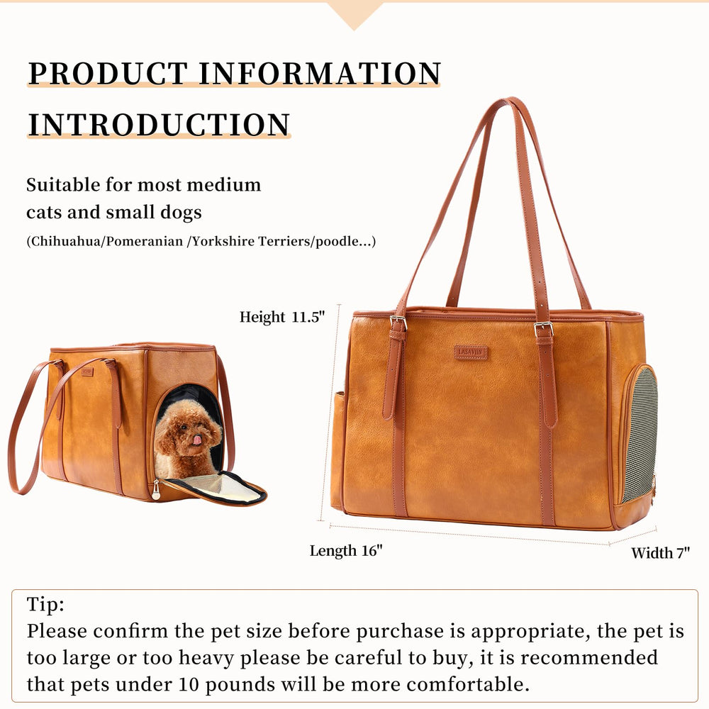 Lasaviin Fashion Dog Purse top opening for easy pet interaction during travel