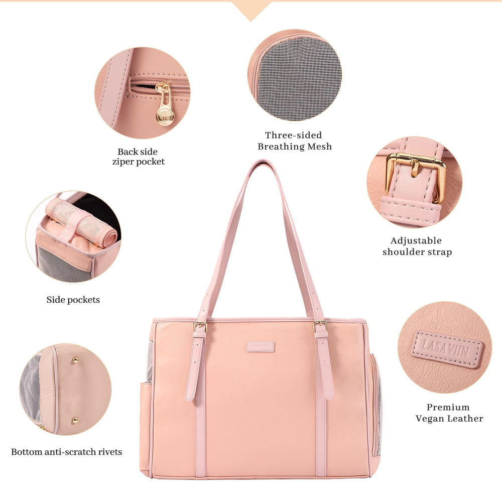 Lasaviin fashion dog purse vegan leather material offers lightweight durability.