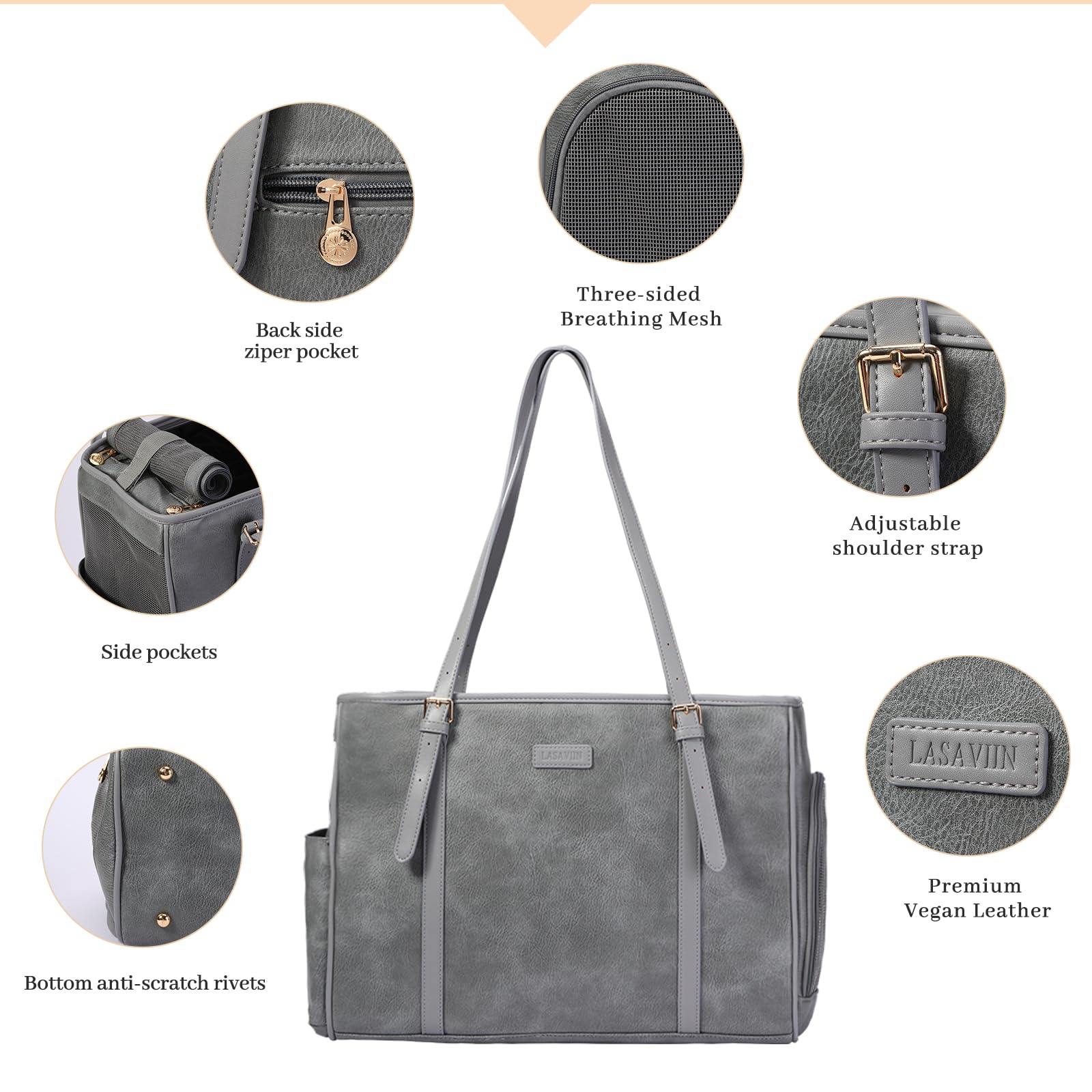 Lasaviin dog purse vegan leather material is soft and durable