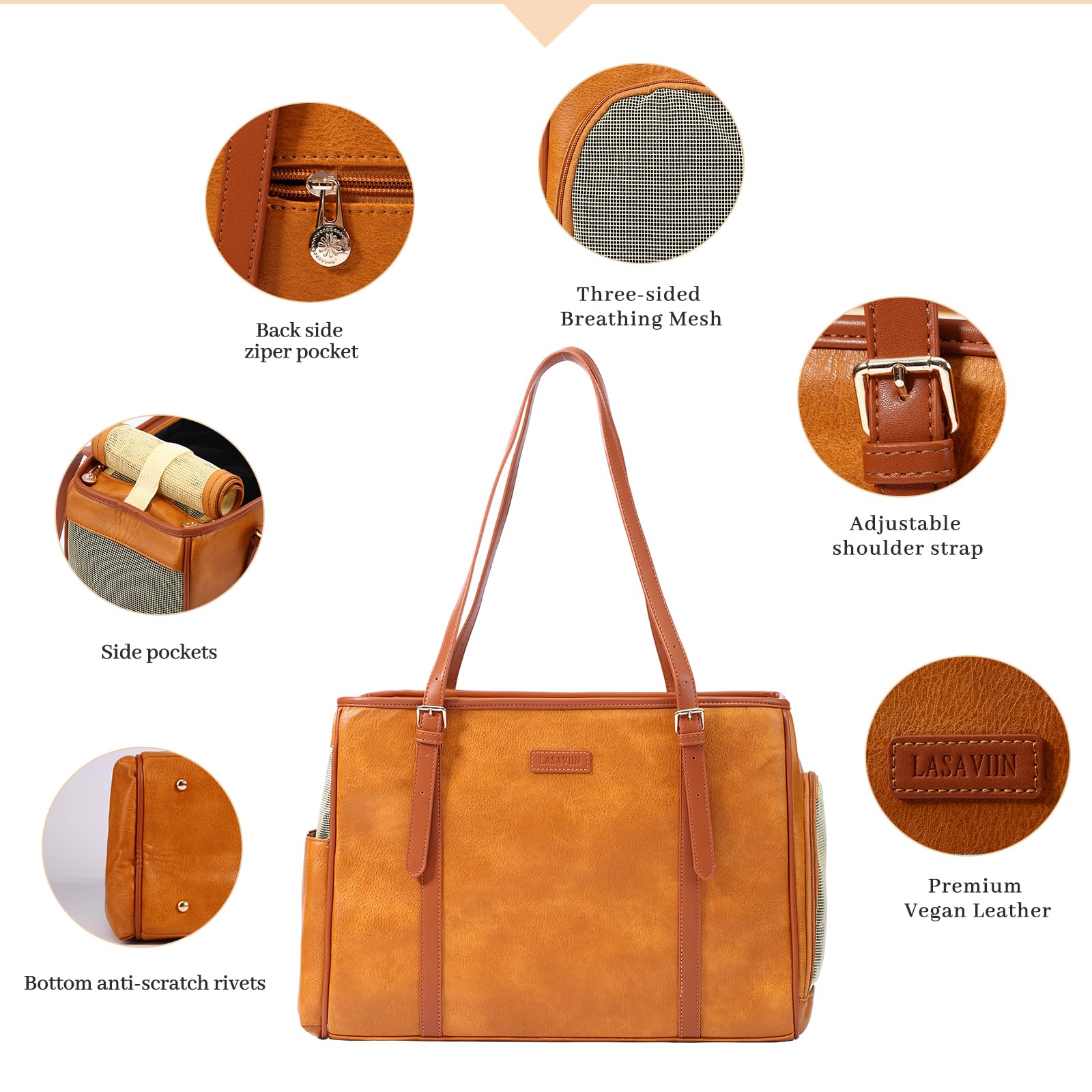Lasaviin Fashion Dog Purse vegan leather material feels smooth and lightweight
