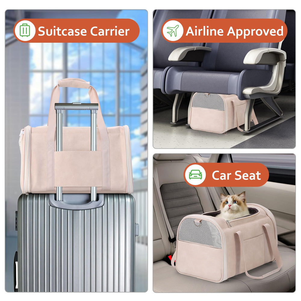 Lasaviin fashion leather dog carrier white style ready for stylish daily use.