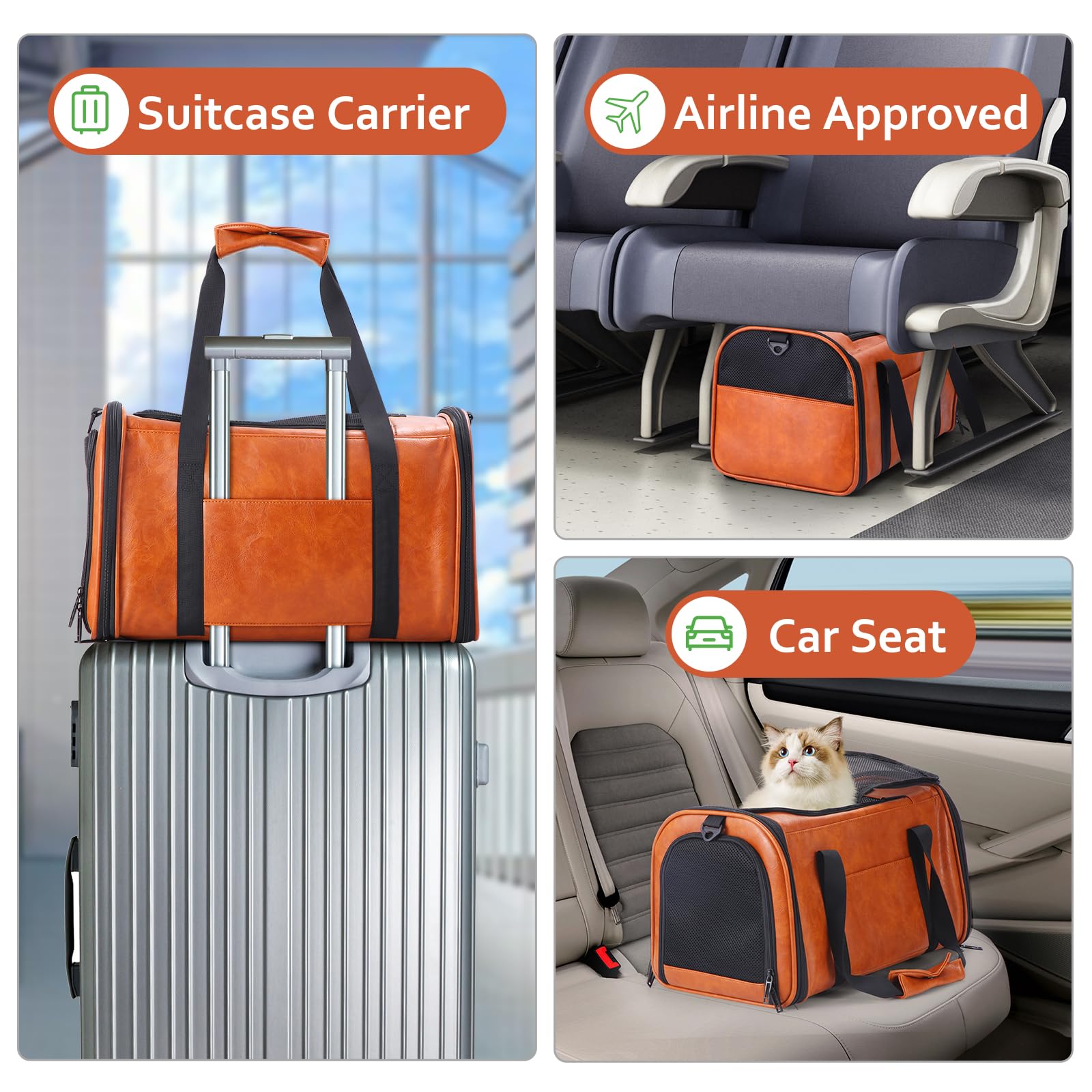 Lasaviin vegan leather carrier folded for compact storage, easy to carry on the go.