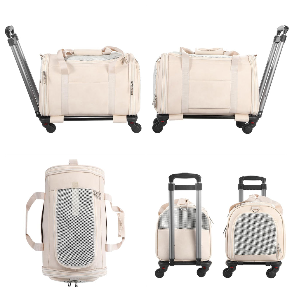 Lasaviin carrier has locking zippers and an internal leash clip for security.