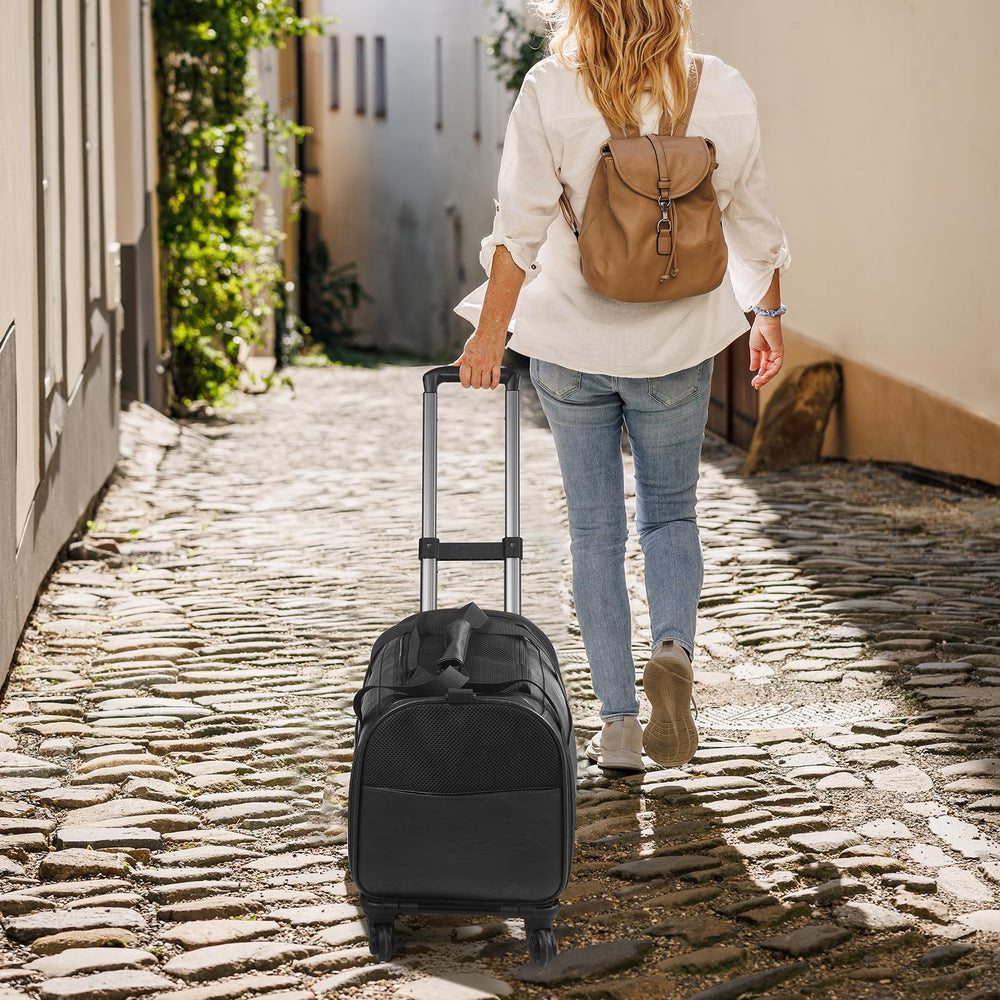 Lasaviin pet-carrier-dimensions-15lbs image highlights fit for pets up to 15 lbs.